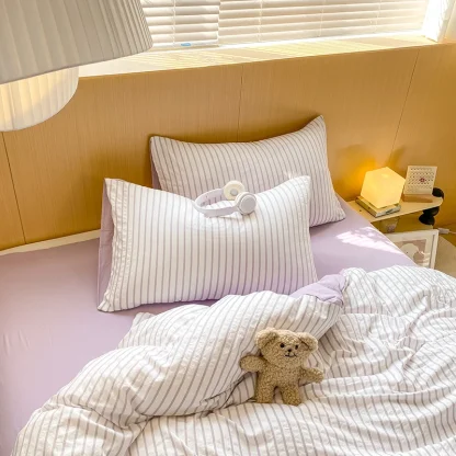 Soft Purple Striped Duvet Cover - Image 6