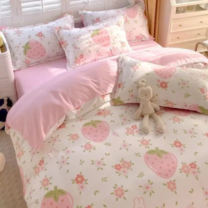 Strawberry Floral Print Duvet Cover - Image 4