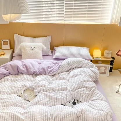 Soft Purple Striped Duvet Cover - Image 5
