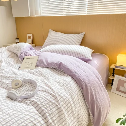 Soft Purple Striped Duvet Cover