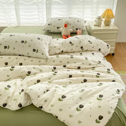 Printed Green Tulips Duvet Cover - Image 3