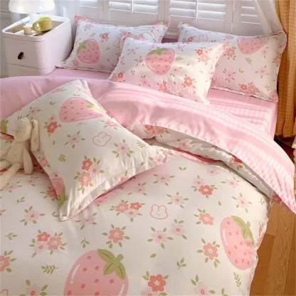 Strawberry Floral Print Duvet Cover - Image 2