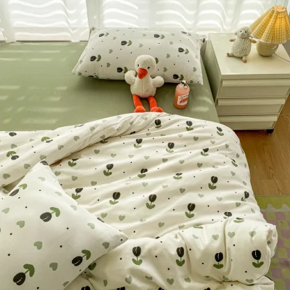 Printed Green Tulips Duvet Cover - Image 5