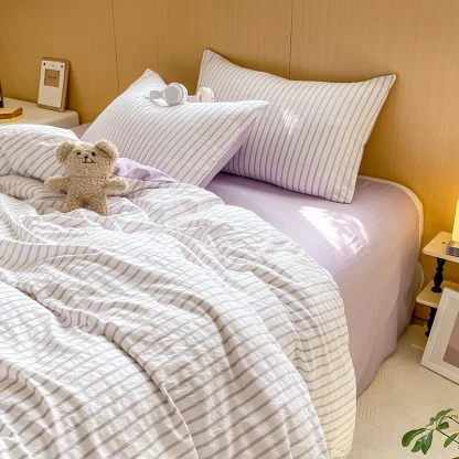 Soft Purple Striped Duvet Cover - Image 4