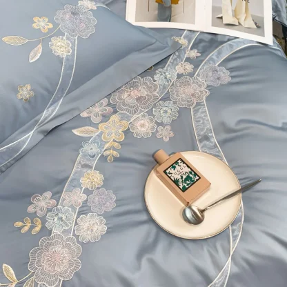 Luxury Embroidered Floral Duvet Cover - Image 5