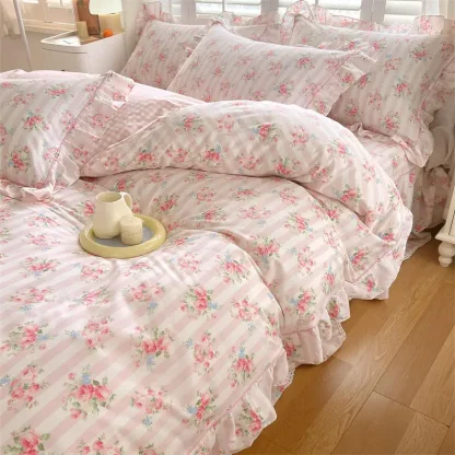 Floral Print Stripe Duvet Covers - Image 6