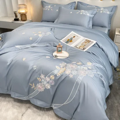 Luxury Embroidered Floral Duvet Cover - Image 2