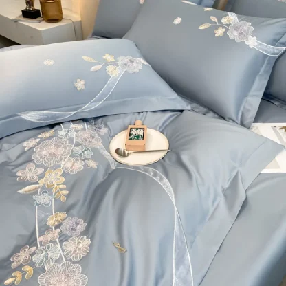 Luxury Embroidered Floral Duvet Cover - Image 4