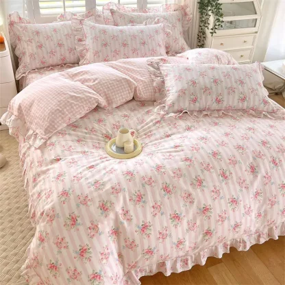 Floral Print Stripe Duvet Covers